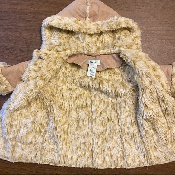 Circo Faux Suede & Shearling Tan Jacket Toddler Size 12M Winter Coat Fur Hood - Picture 8 of 11